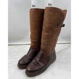 Luftpolster Boots Womens Sz 8.5  Brown Leather Tall Shearling Lined Round Toe